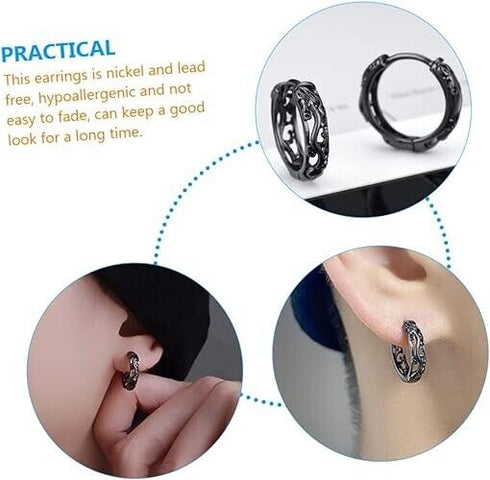 Punk Style Hollow Out Dragon Carved Unique Design Men Women Huggie Hoop Earrings